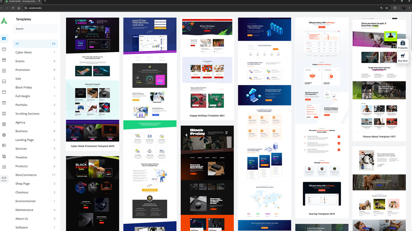 Avada Studio pre-built website layouts for WordPress