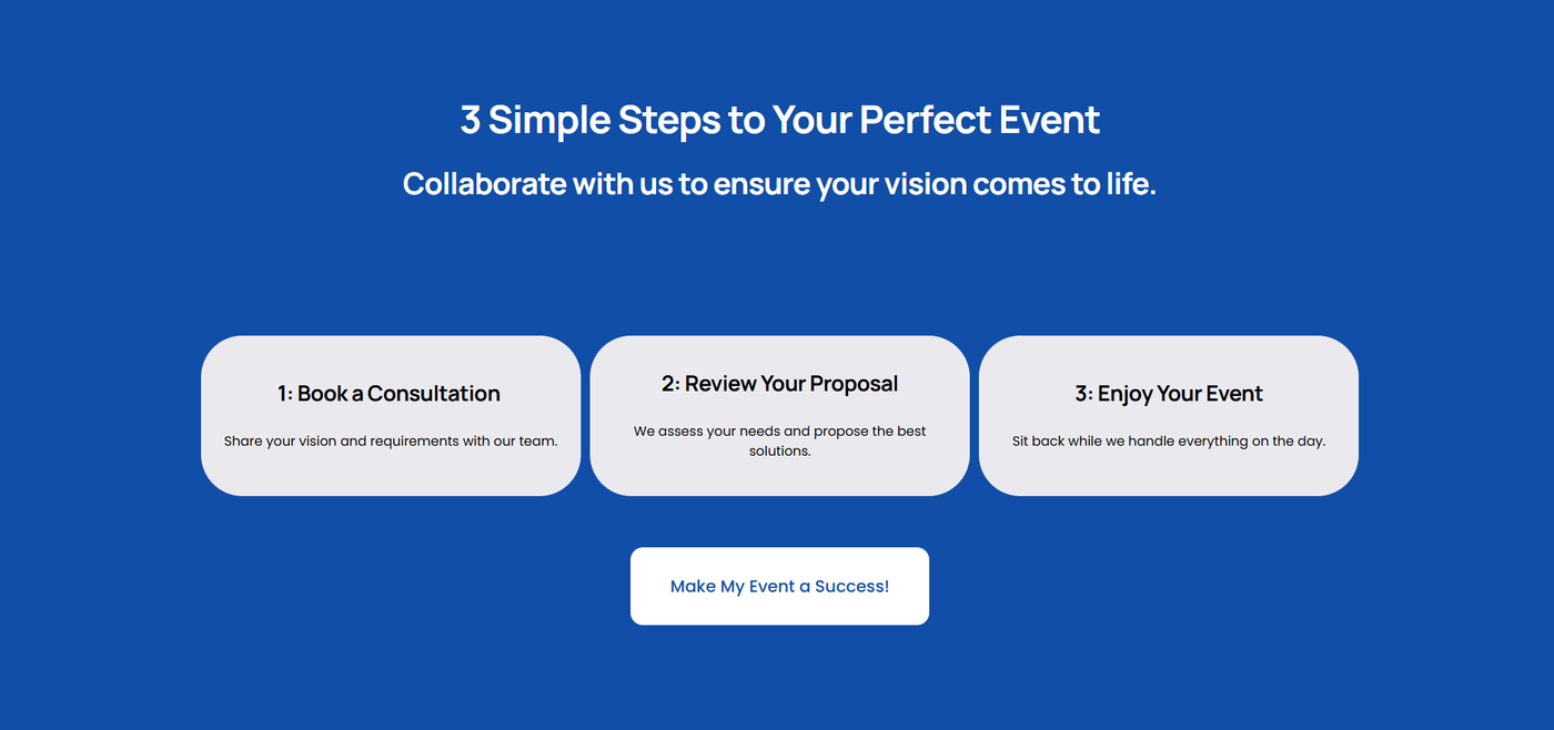 Three-step event booking process on the Scion Audio & Events Squarespace website