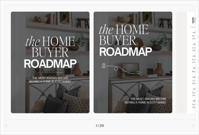 The Home Buyer Roadmap lead magnet template with home view in the background and text.