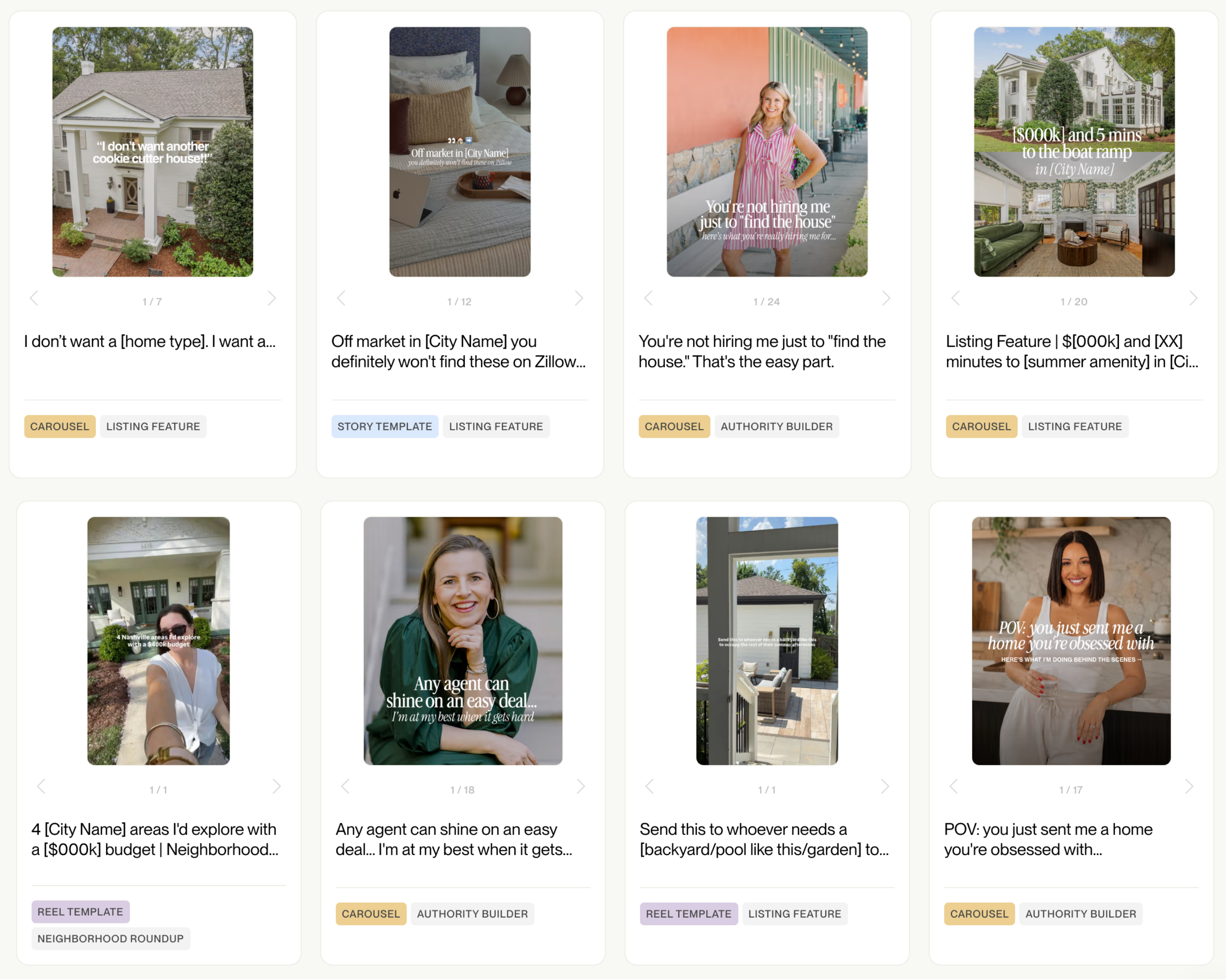 Listing feature reel templates are included in the Coffee & Contracts membership to help you save time and generate leads on IG.