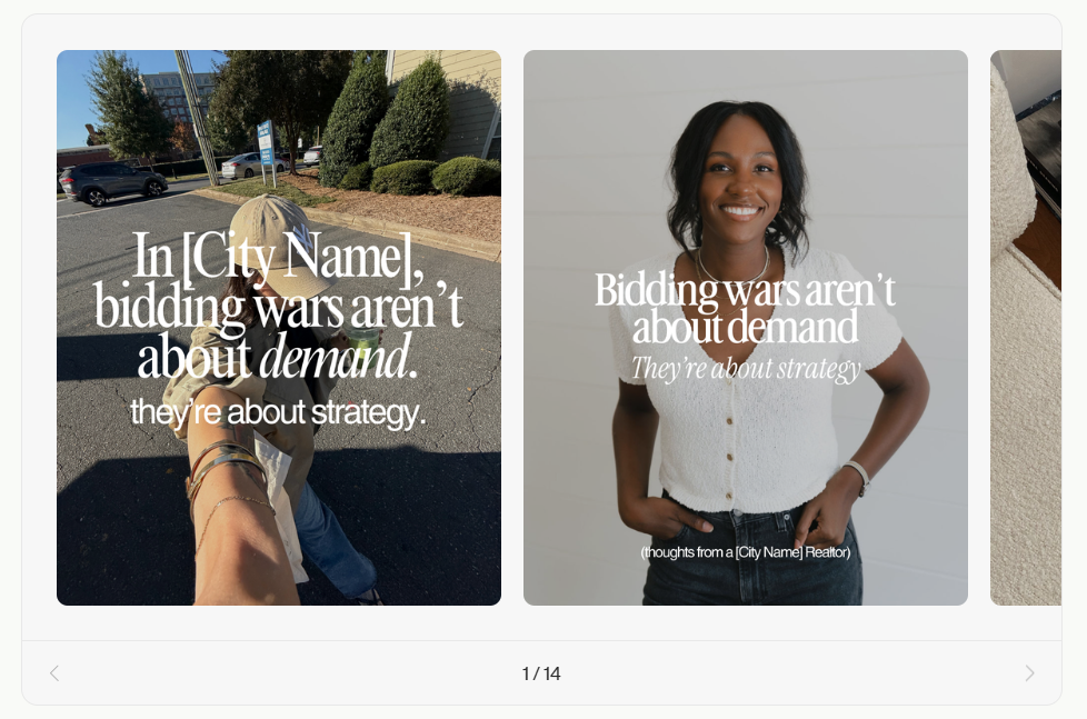 Coffee & Contracts’ social media template with text about bidding wars being about strategy.