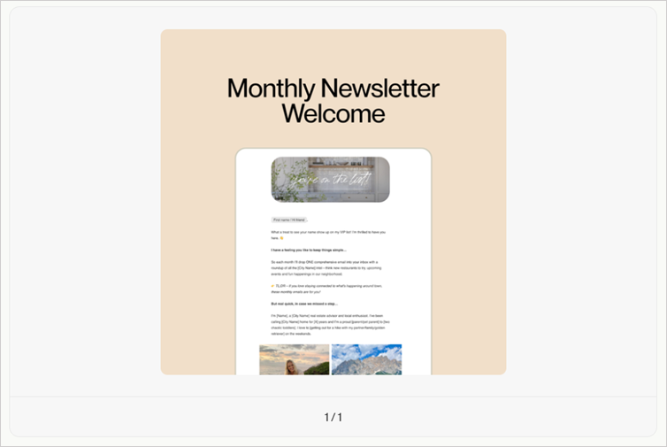 Welcome email template with a sample welcome emails agents can use.