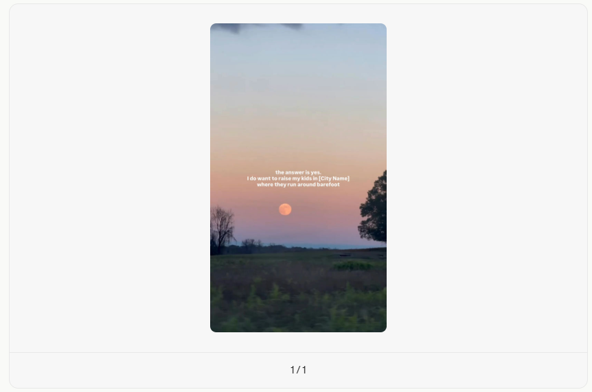 Coffee & Contracts’ listing feature template showing sunset over an open field with a low moon on the horizon and soft pastel sky.