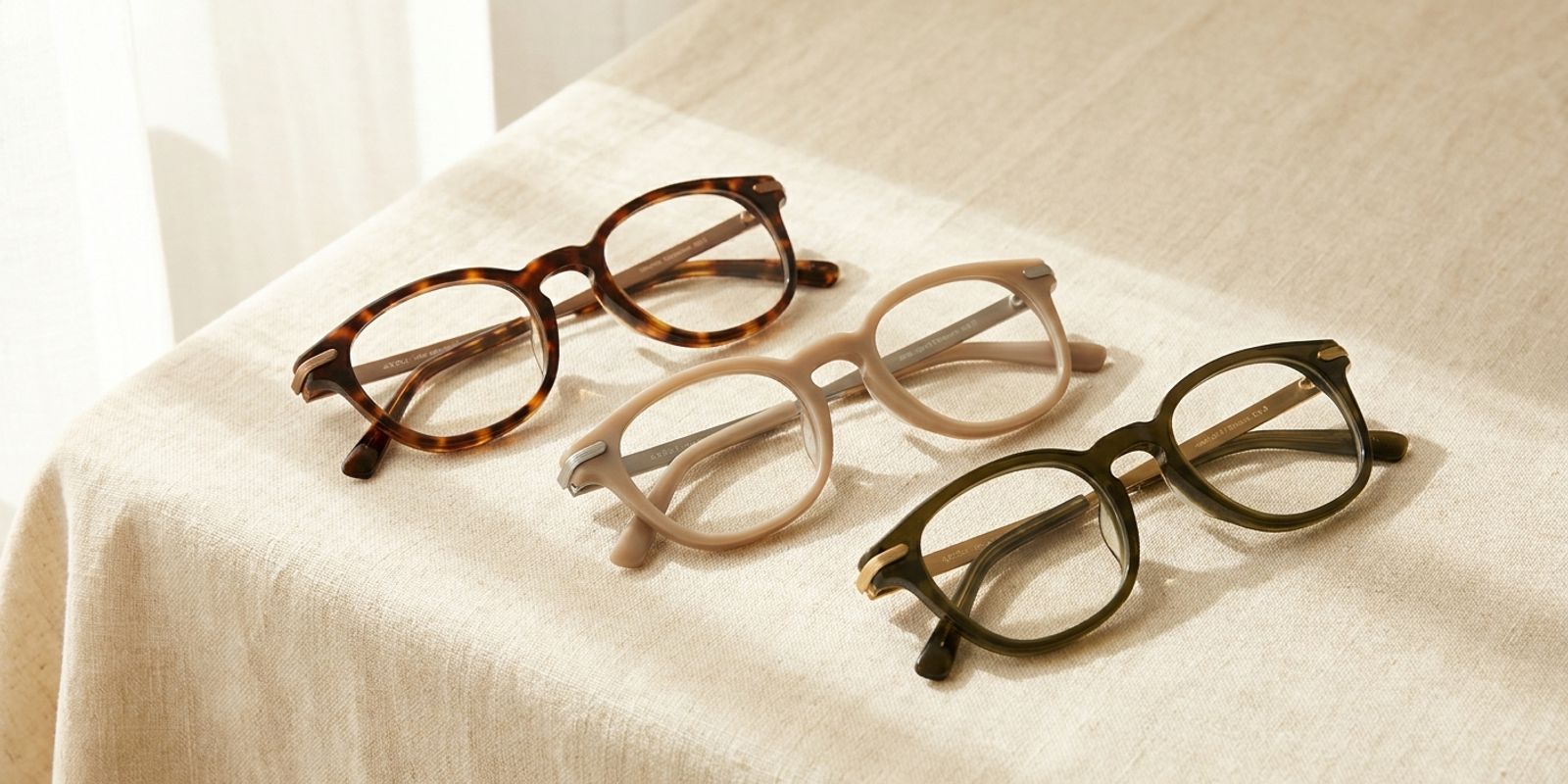 Drie monturen uit de brillencollectie van MEYE Optiek