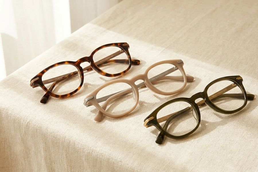 Drie monturen uit de brillencollectie van MEYE Optiek
