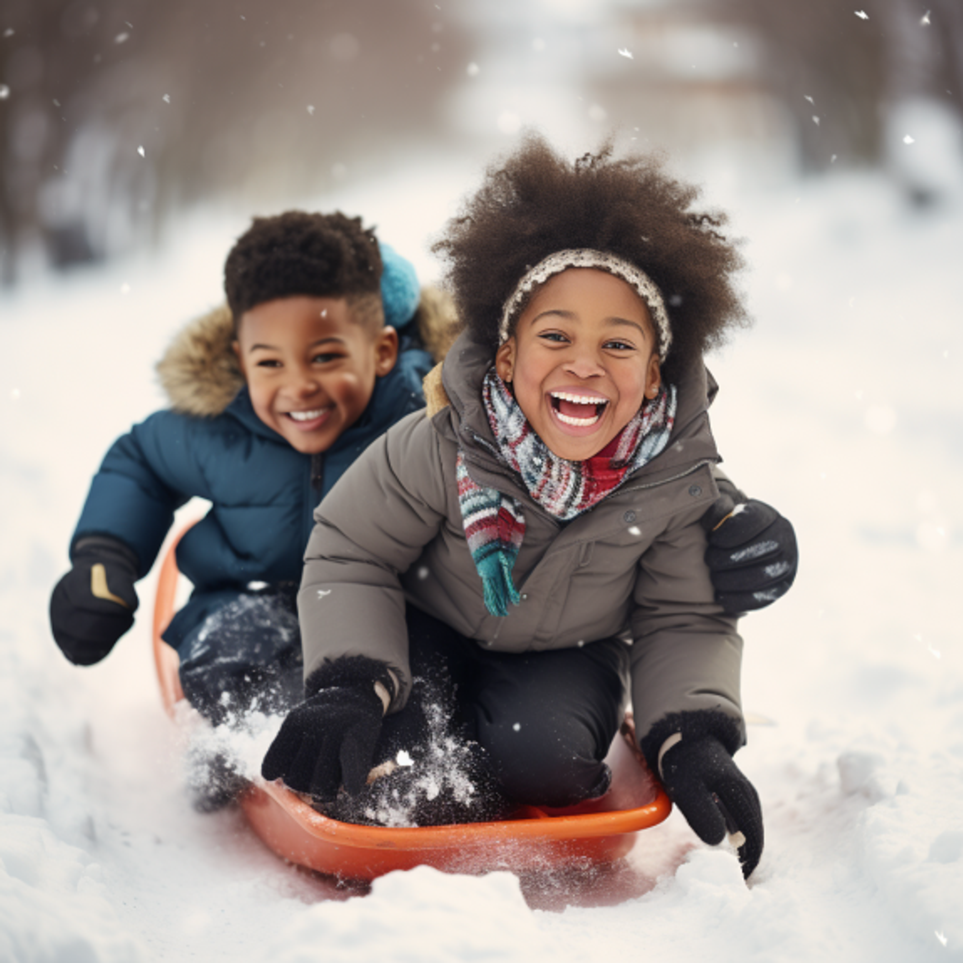 Children Sledding Children Sledding