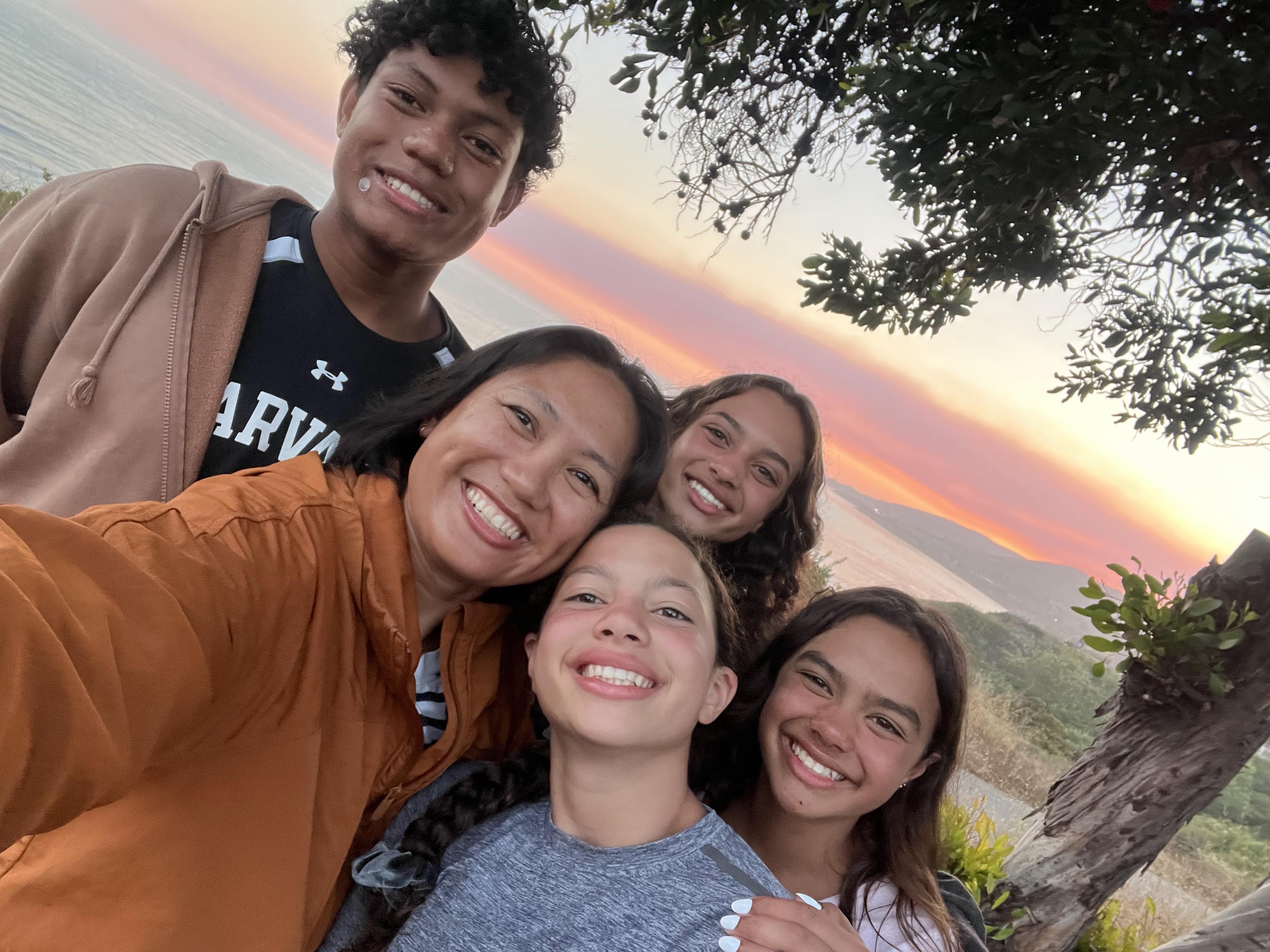 Malcolm and Kay with three Steele daughters at El Capitan State Beach campground