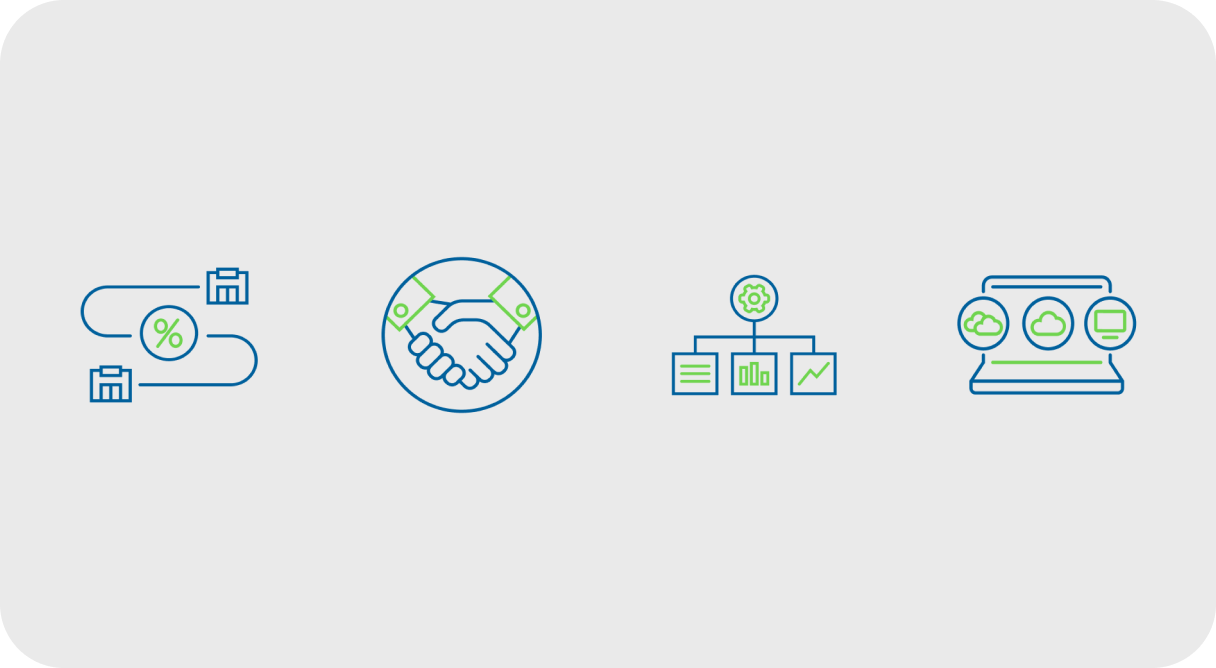 Vertex icon set of hands shaking, tax indicators