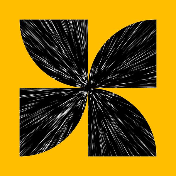 Picture for a blog about using AI to enhance conversion rates. Black pinwheel shape with yellow background.
