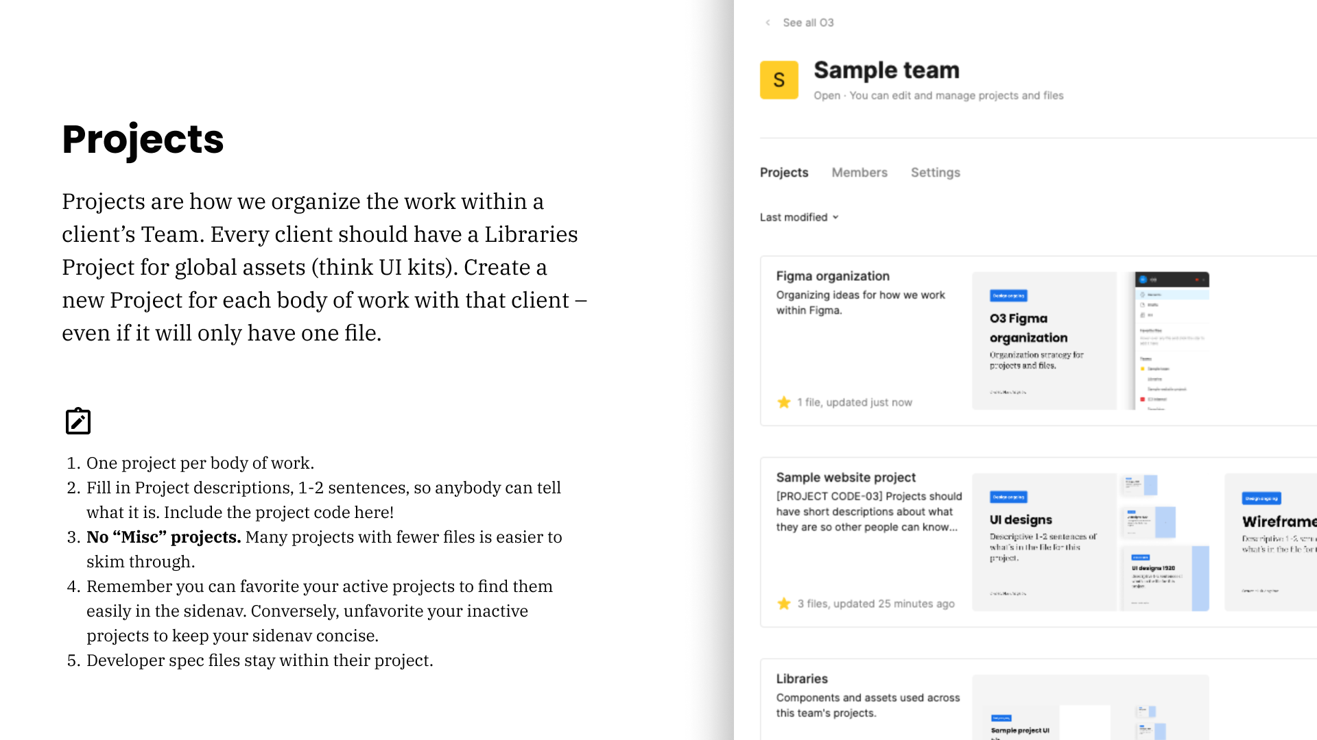 Projects are how we organize the work within a client’s Team.