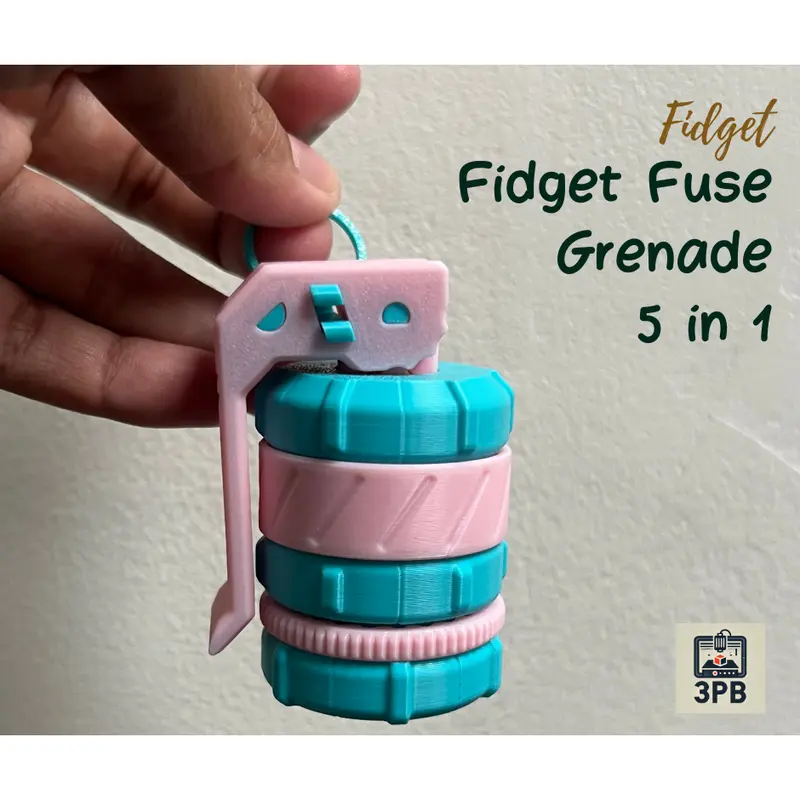 Fidget Toy Grenade 5 in 1 – Mainan Fidget Unik 3D Print Anti Bosan