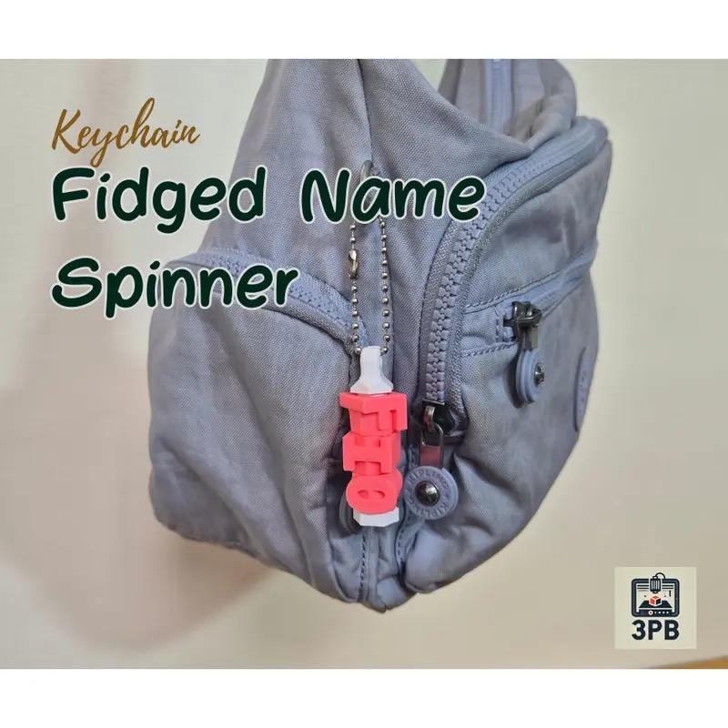 Gantungan Kunci Fidget Name Spinner 3D Print – Custom Nama Unik & Interaktif