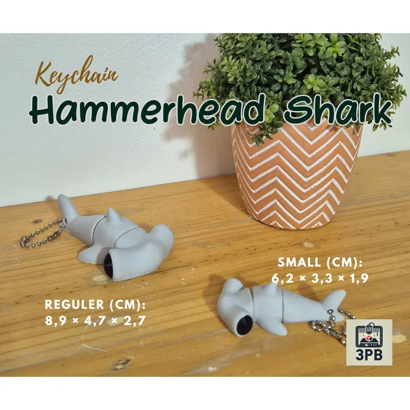 Gantungan Kunci Hammerhead Shark 3D Print – Keychain Hiu Martil Lucu Unik