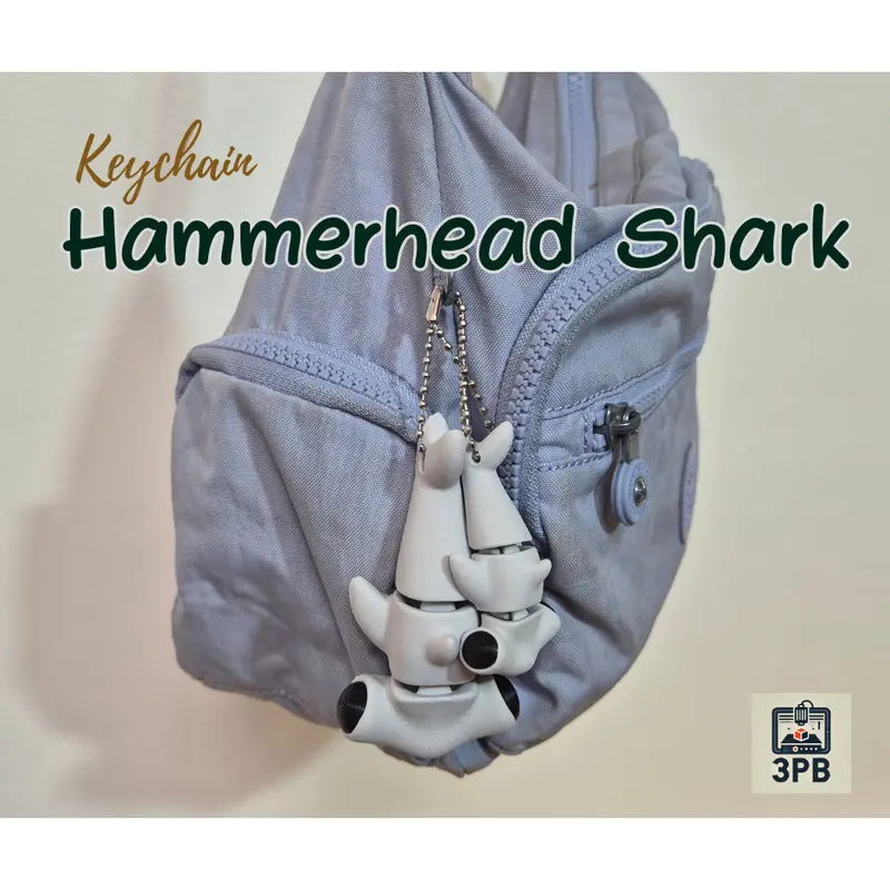 Gantungan Kunci Hammerhead Shark 3D Print – Keychain Hiu Martil Lucu Unik