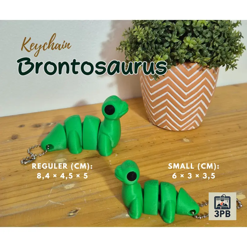 Gantungan Kunci Dino Brontosaurus | Keychain 3D Print Lucu & Unik
