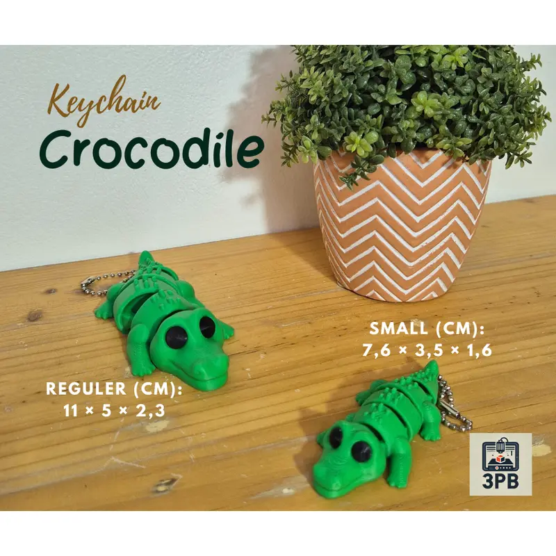 Gantungan Kunci Crocodile 3D Print – Keychain Buaya Lucu Unik (Reguler / Small)
