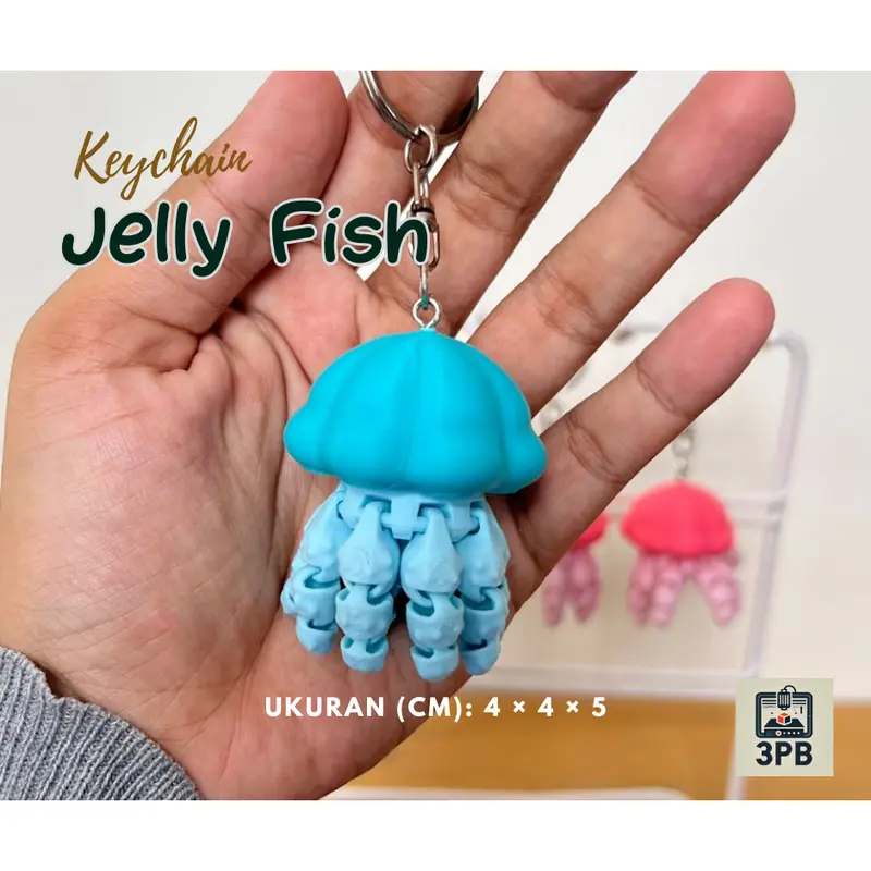 Gantungan Kunci Jelly Fish 3D Print – Keychain Ubur-Ubur Lucu Unik