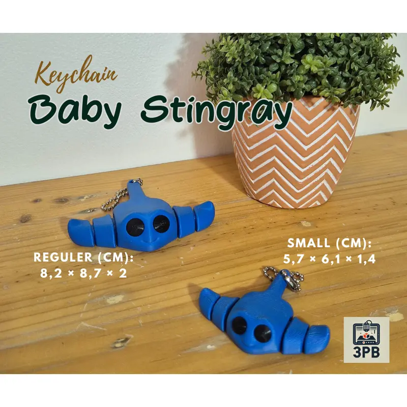 Gantungan Kunci Baby Stingray 3D Print – Cute, Ringan & Detail Halus