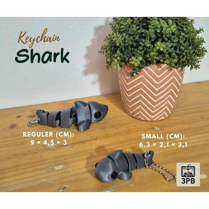 Gantungan Kunci Shark 3D Print – Keychain Hiu Lucu Unik