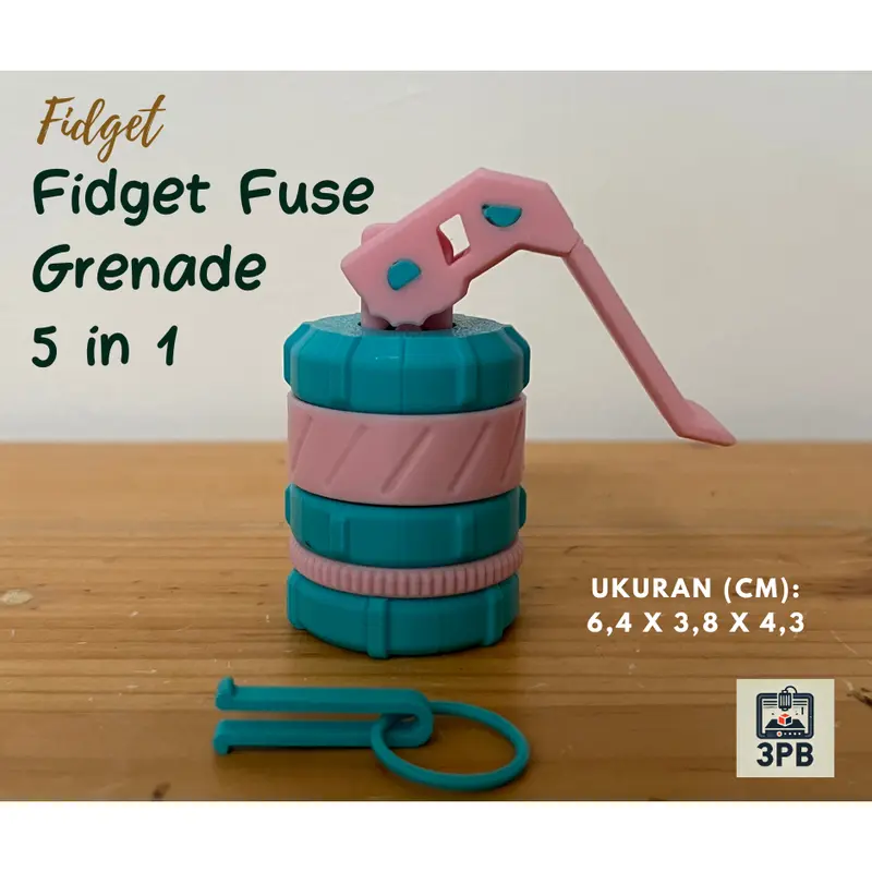 Fidget Toy Grenade 5 in 1 – Mainan Fidget Unik 3D Print Anti Bosan