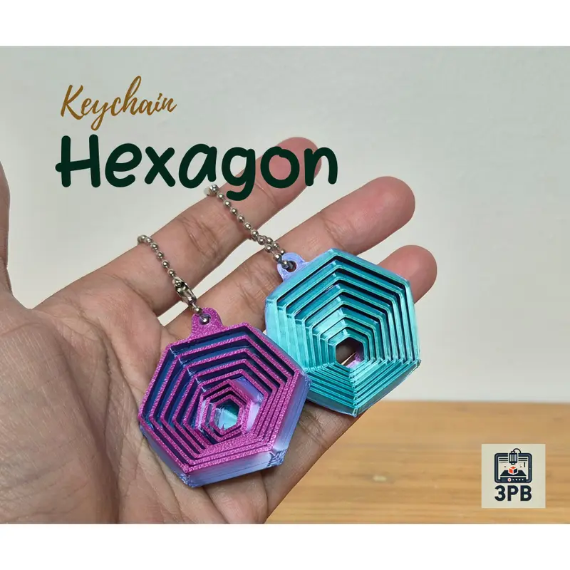 Gantungan Kunci Hexagon 3D Print – Keychain Geometris Unik & Minimalis