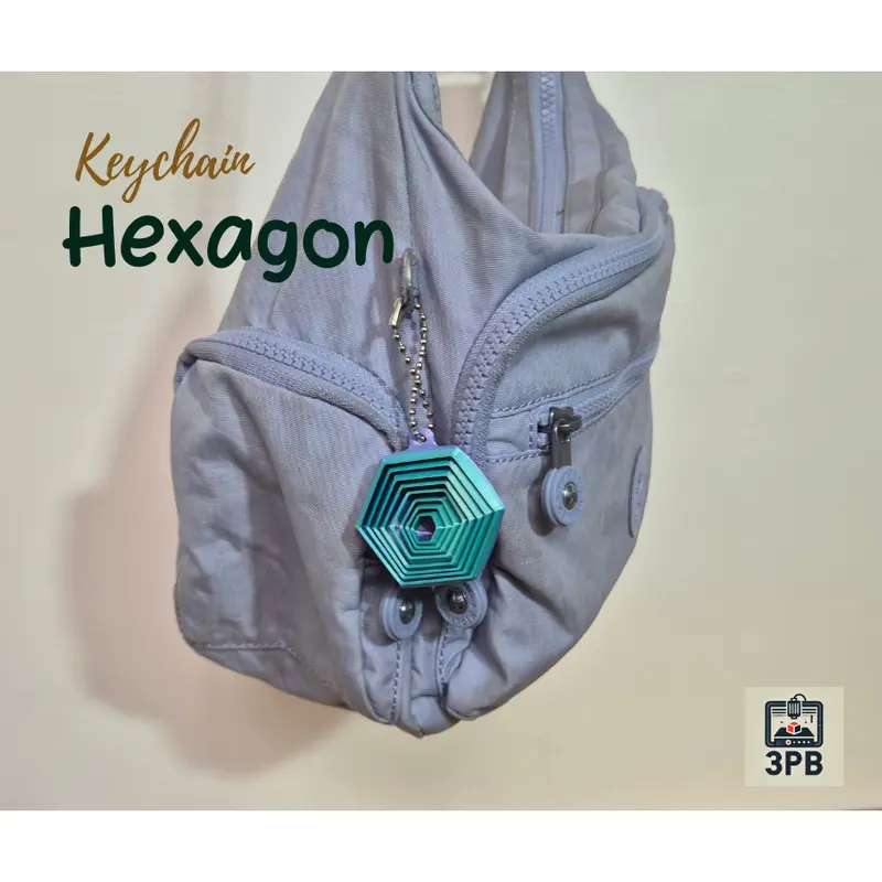 Gantungan Kunci Hexagon 3D Print – Keychain Geometris Unik & Minimalis