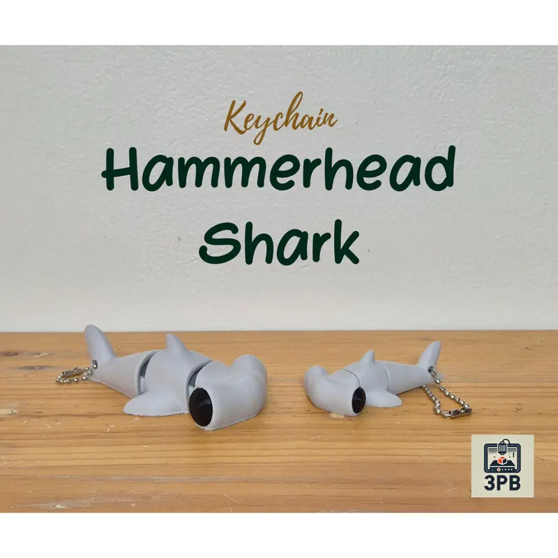 Gantungan Kunci Hammerhead Shark 3D Print – Keychain Hiu Martil Lucu Unik