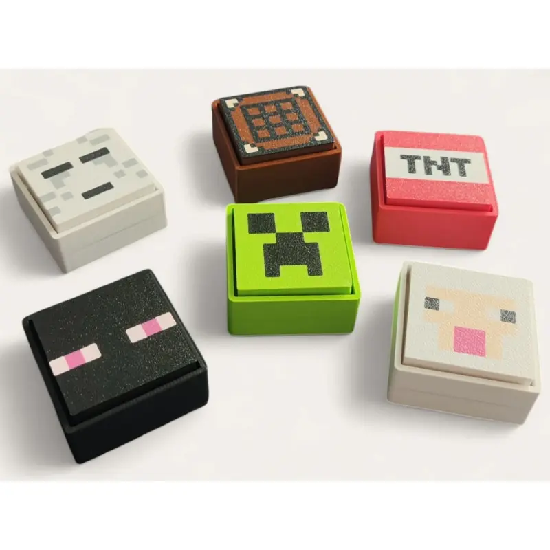 Gantungan Kunci Fidget TNT & Creeper – 3D Print Pop It Anti Stres Minecraft Style