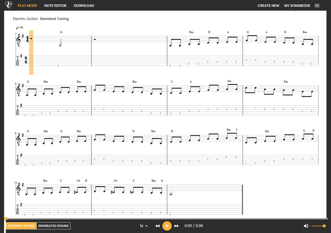 Écoutez votre transcription sous forme de partition et de tablatures !
