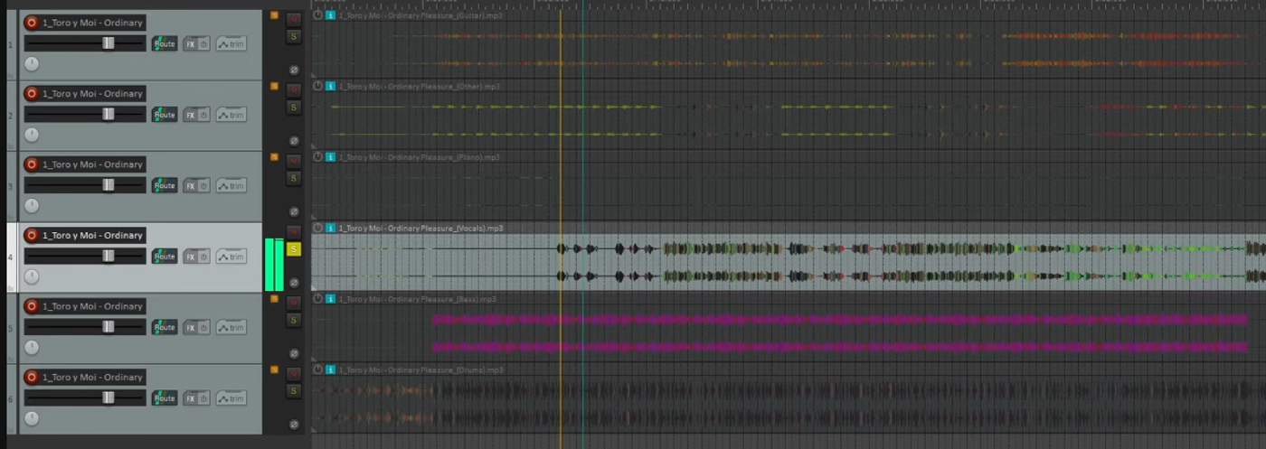 Listing back to the AI separated stems in REAPER to check on the quality