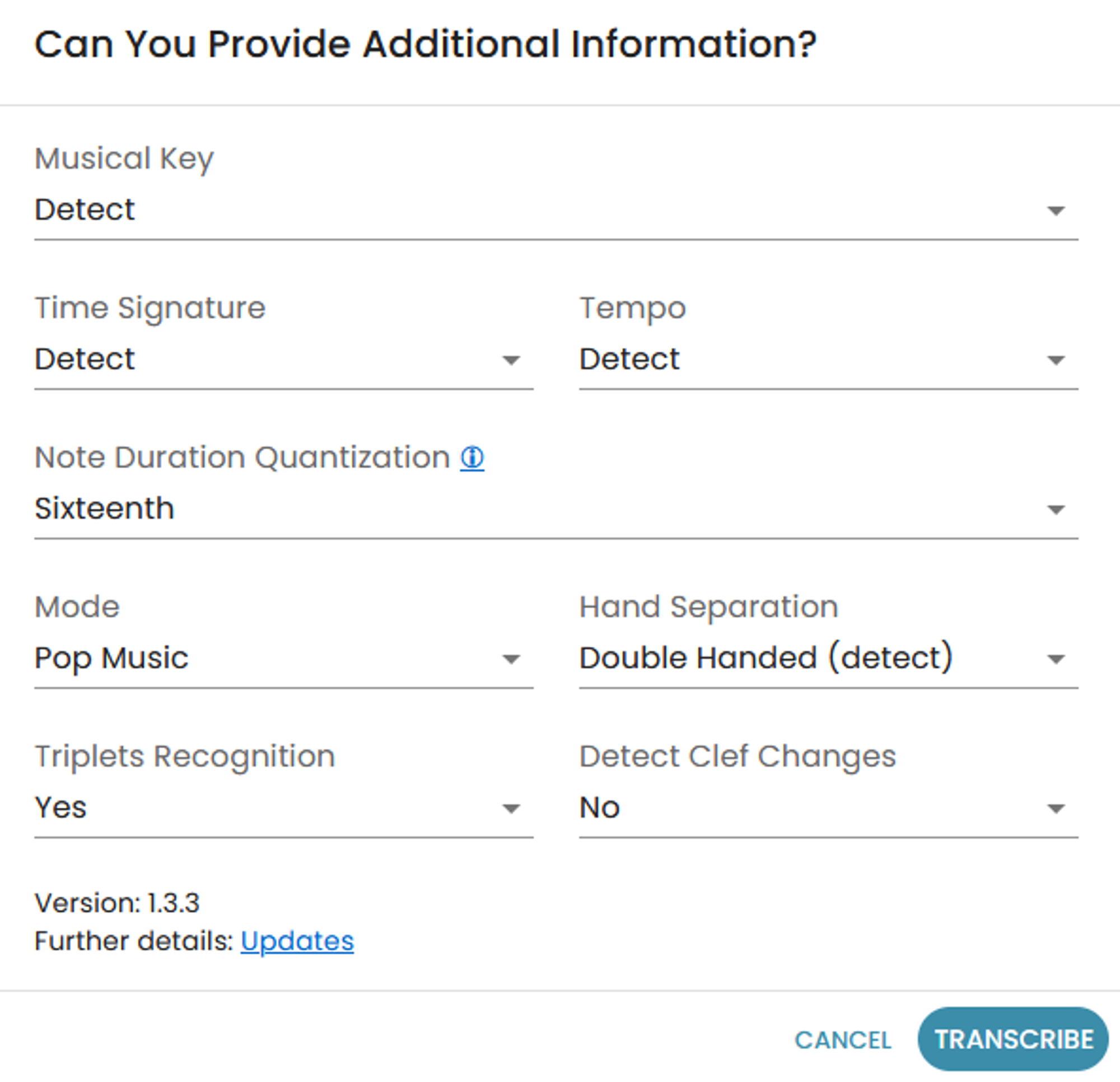 Full Guide on the Additional Information for Klangio Transcriptions