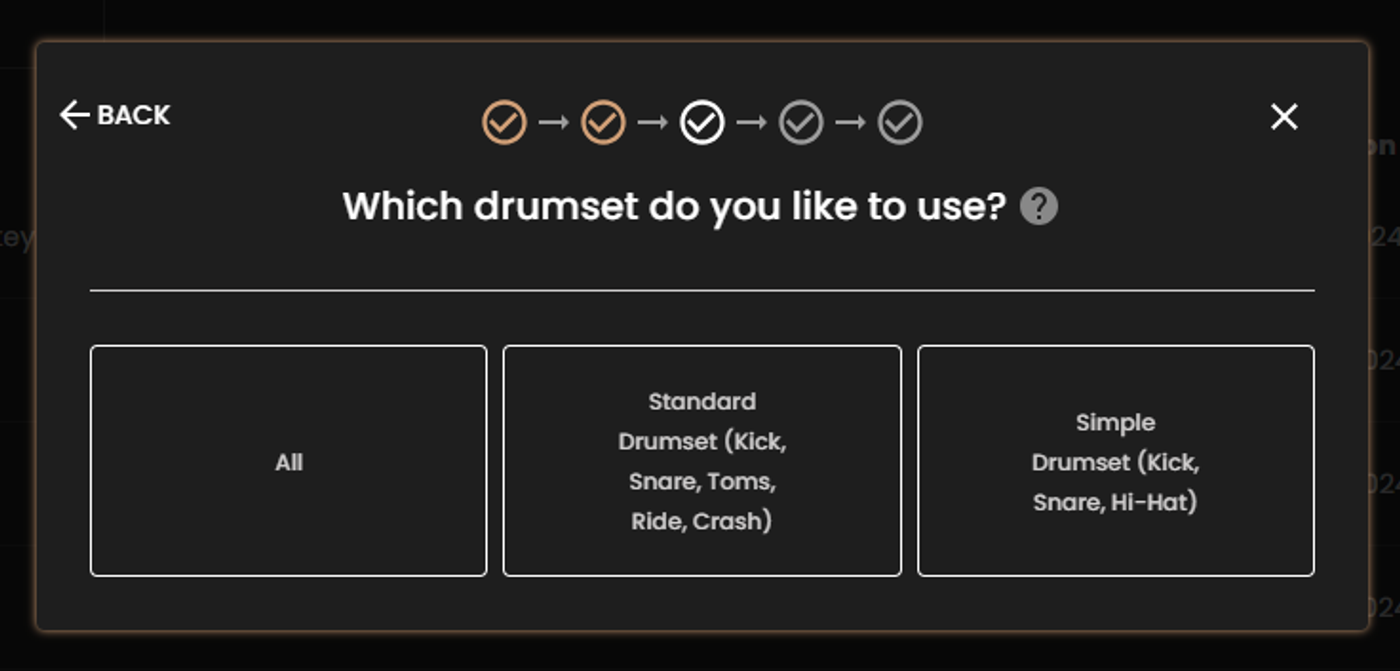 Drum2Notesのドラムセット構成設定。