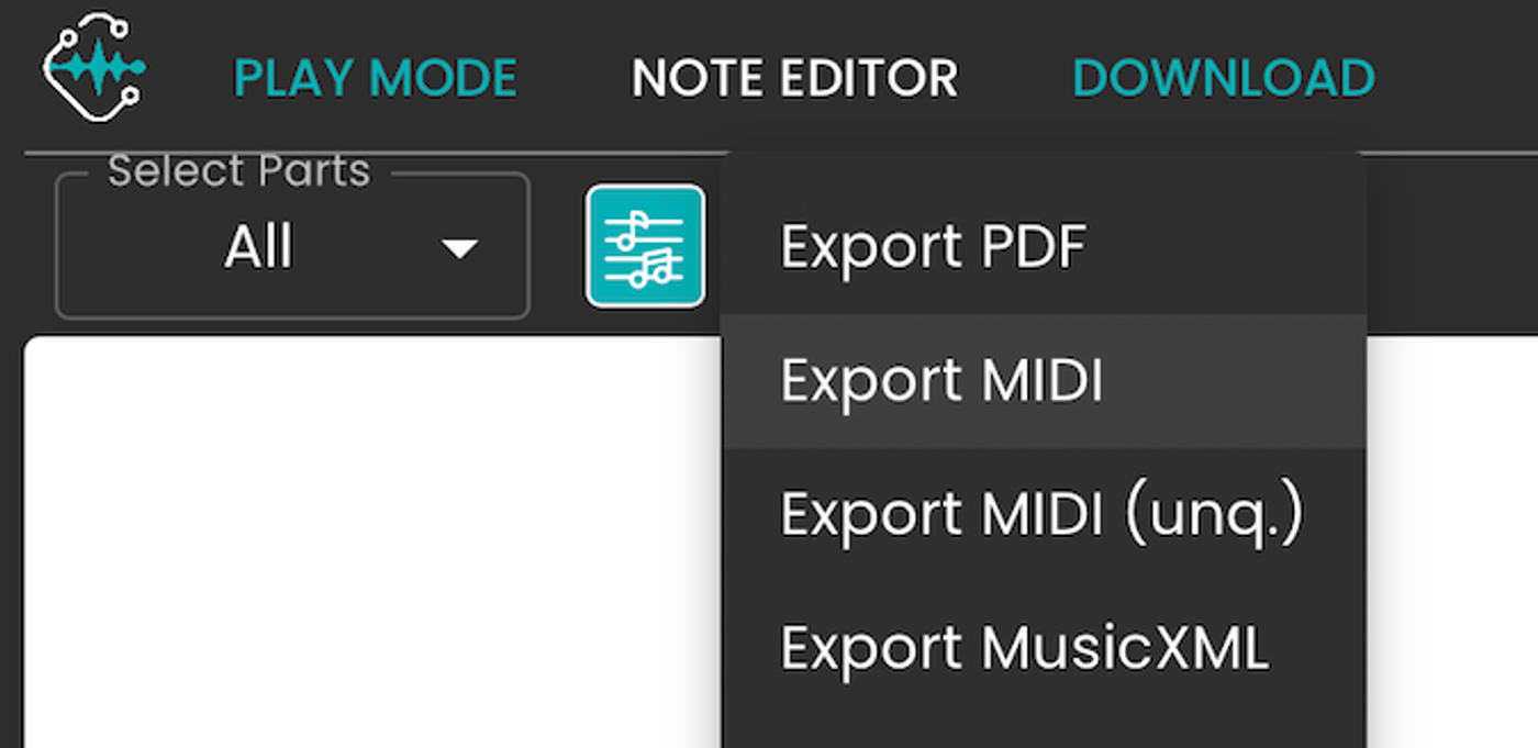 以 MIDI 格式下载文件。