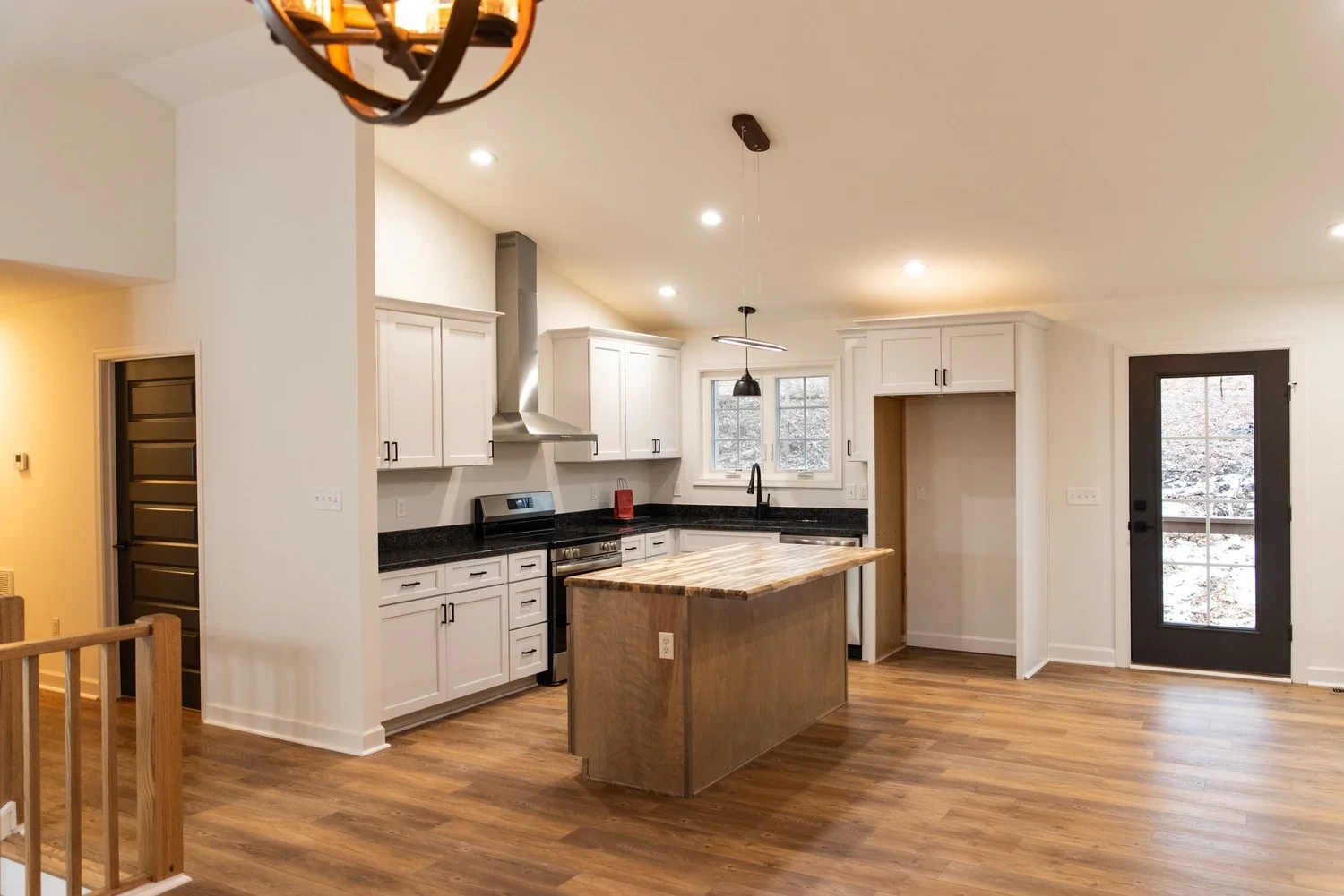 Finished kitchen and living area in the built home
