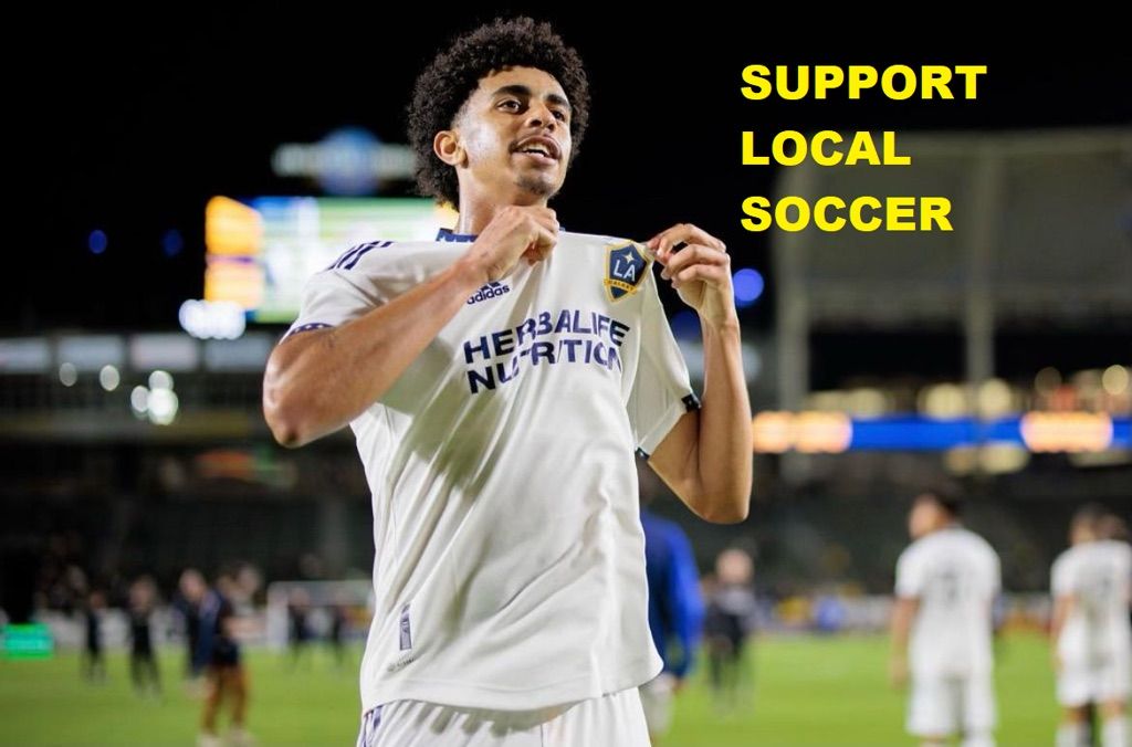 Jalen Neal celebrating in an LA Galaxy jersey.