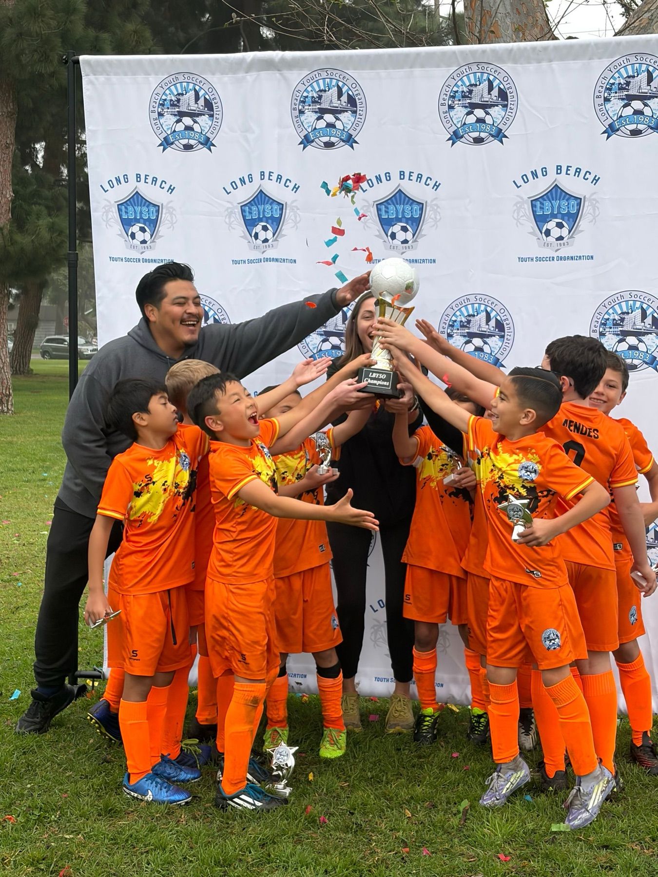 The Boys U10 team posing with their second place medals.