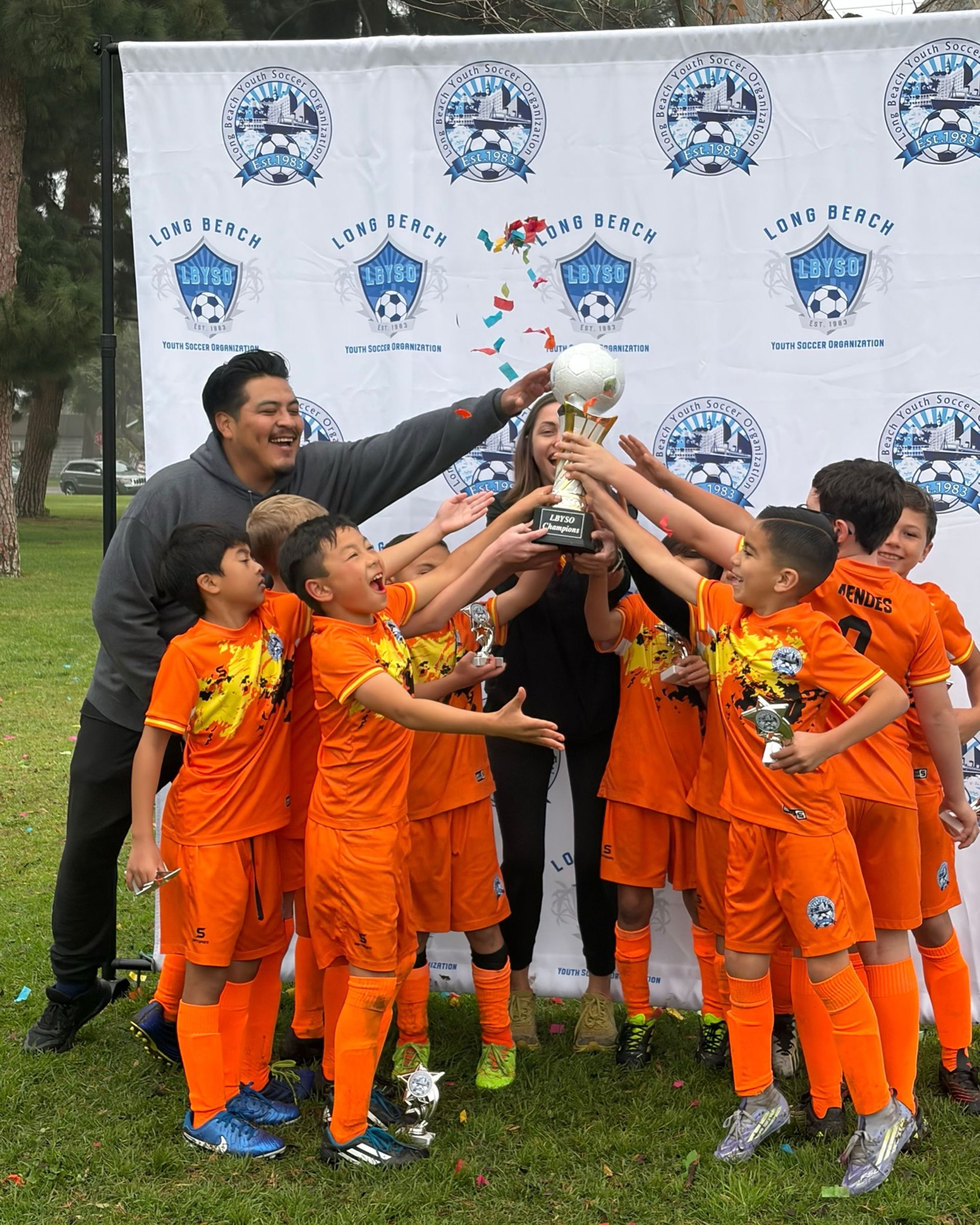 The Boys U10 team posing with their second place medals.