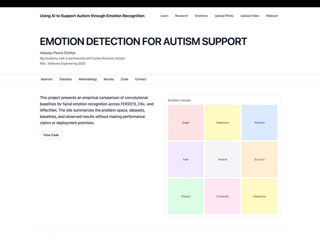 Emotion Detection for Autism Support 