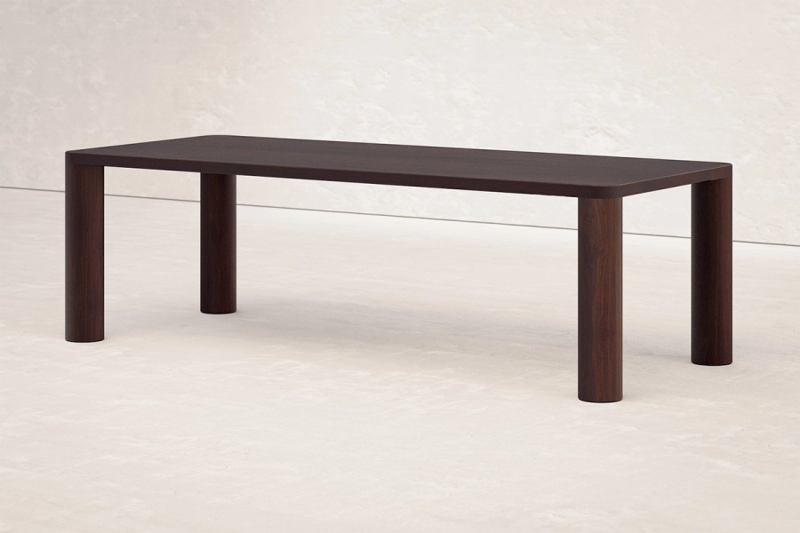 Rectangle Column Dining Table in Dark Wood