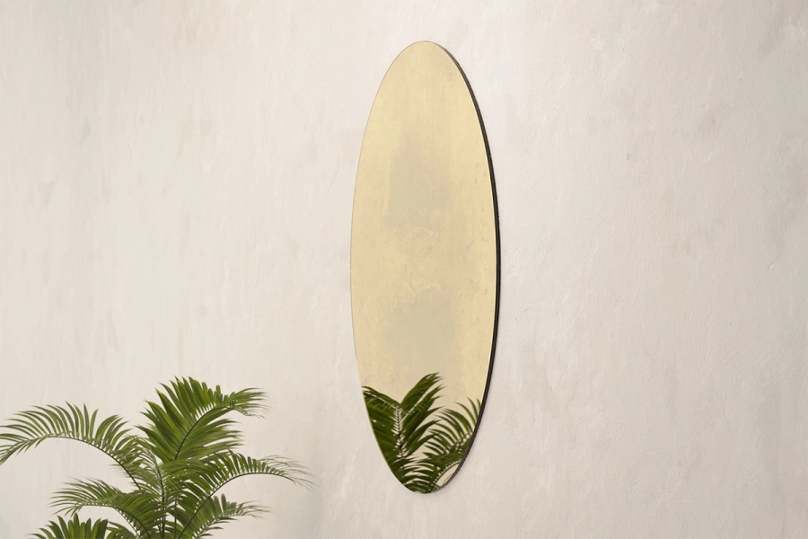 Low Profile Mirror in antique gold