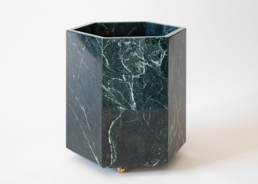 STONE PLANTER in Green Marble