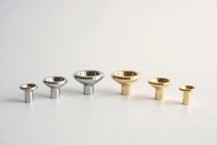 Concave Knobs in Brass and Stainless Steel