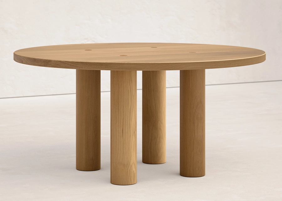 Round Column Dining Table in Wood