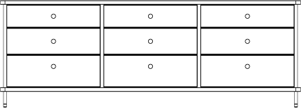 Strata Dresser Three Bay Line Drawing