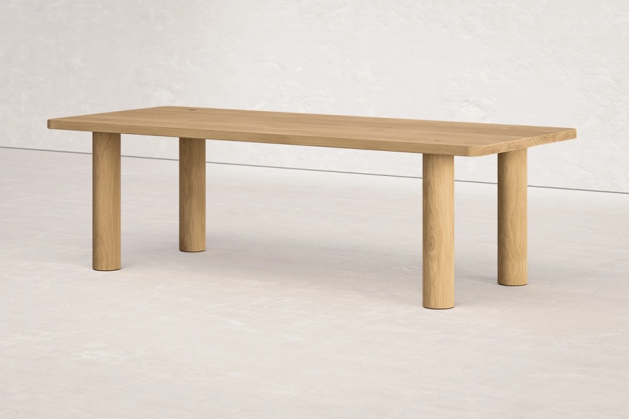 Wood Column Dining Table with Offset Legs