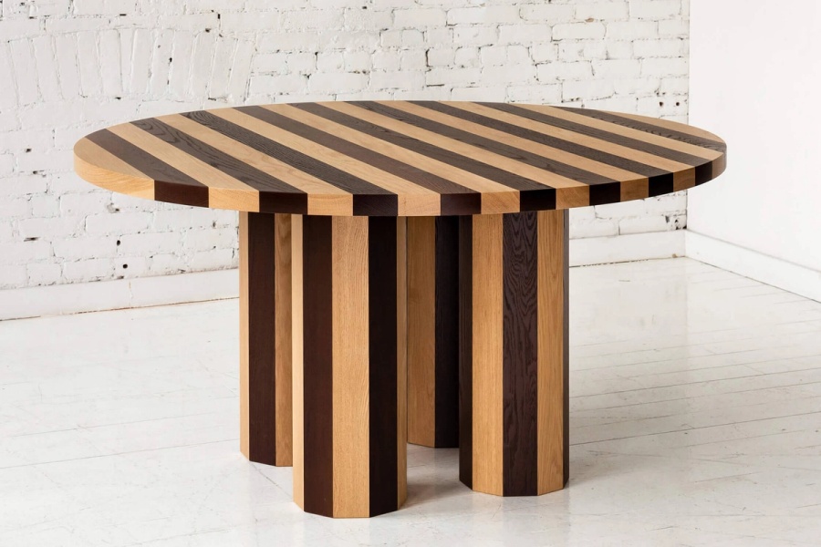Round Cooperage Dining Table with Four Legs