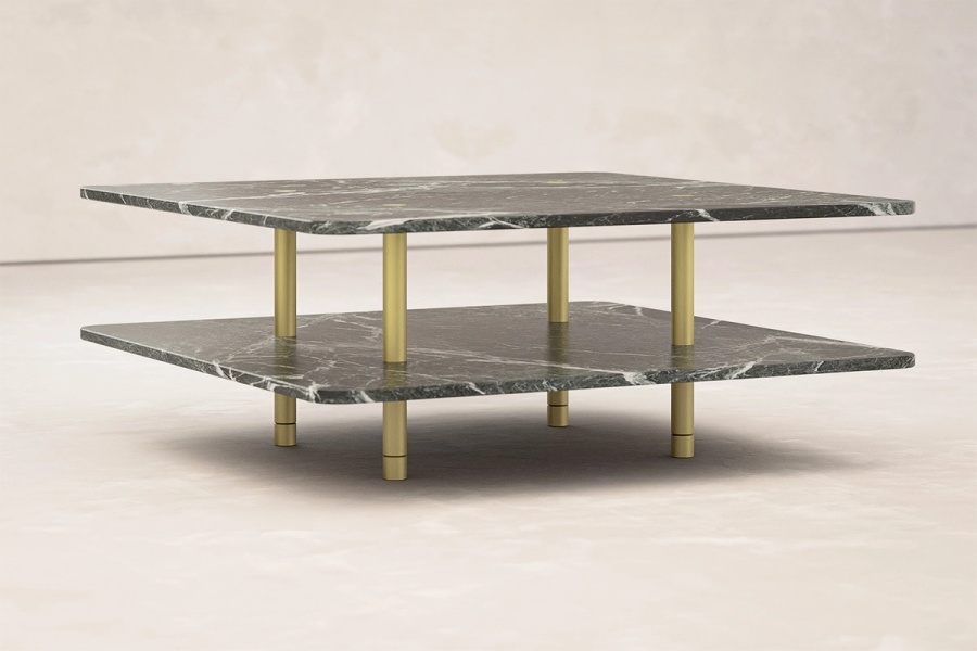 STRATA COFFEE TABLE Two Tier in Stone and Square