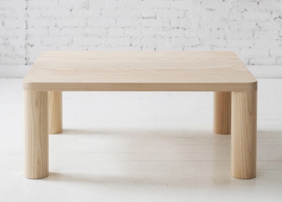 Column corner leg coffee table in wood