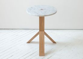 Elevate Side Table with Stone top and wood legs