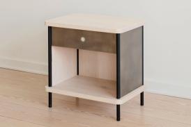 Strata Nightstand in Bleached Maple and Nickel